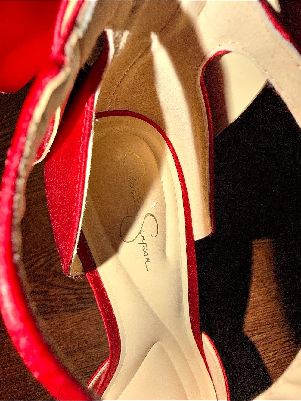 Jessica Simpson Pump Red Satin Bow Heels - Picture 5 of 7